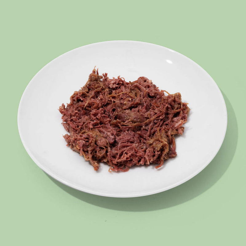 beef cat food plated