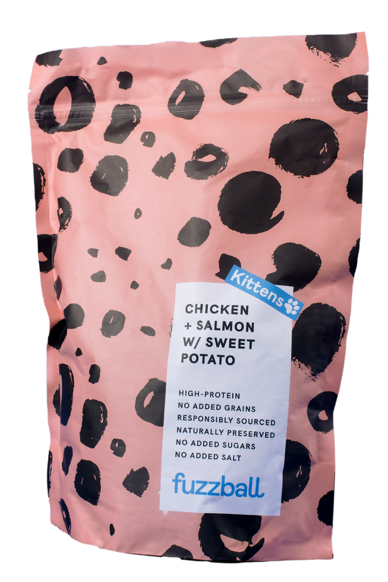 dry food for kitten chicken and salmon flavour with sweet potato