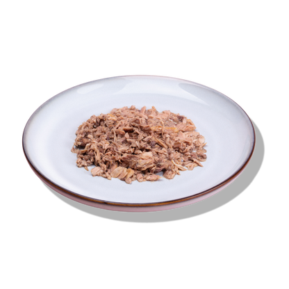 tuna and salmon cat food plated